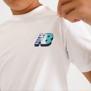 New Balance White Tee with Blue Logo